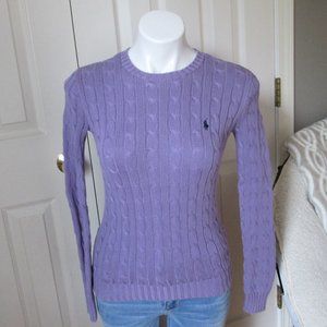 RALPHLAUREN CABLEKNIT SCOOPNECK SWEATER PURPLE